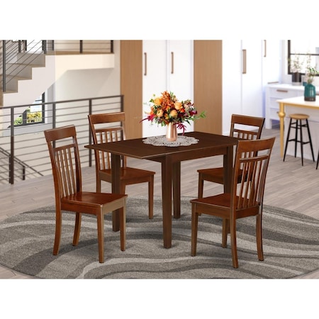 East West Furniture 5 Piece Norden Dining Table Set - Mahogany NDCA5-MAH-W